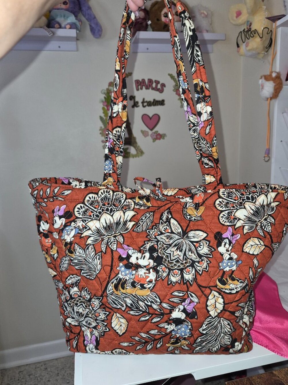 Vera Bradley Mickey&Minnie Disney East West Tote Bag in flirty floral.